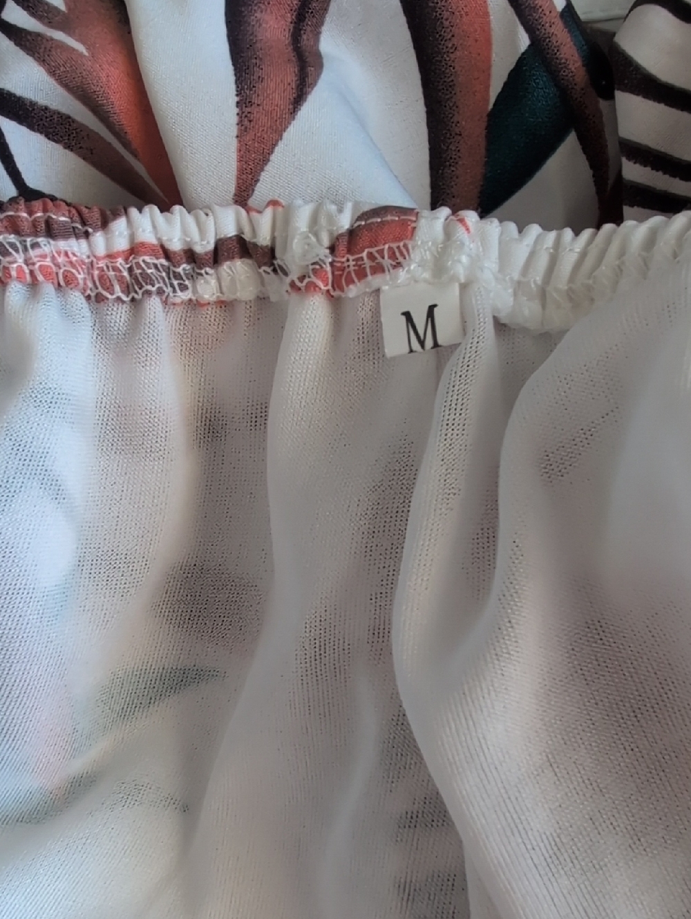 Boutique Tropical Strapless Romper in White with Palm Print Medium - Picture 6 of 7